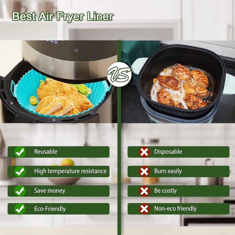 Komzon 3 Pack Air Fryer Silicone Liners, 8Inch Airfryer Liners, AirFryer Basket Liner, Reusable Food Grade Air Fryers Basket Pots Oven Liner Baking Tray, Air Fryer Silicone Mat Accessories Kitchen - Image 3