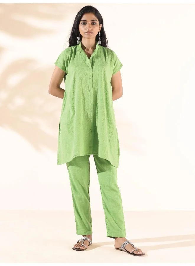 ترو برونز طقم قميص وبنطلون قطن جرين براونز دوبي