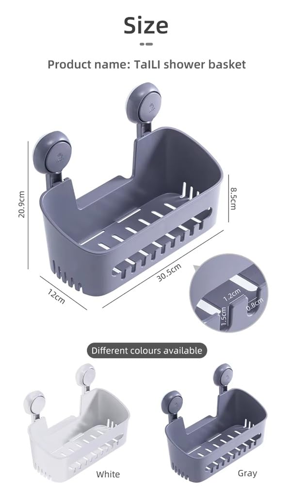 Nyarra Vacuum Suction Shower Caddy – No-Drill Wall Mount Shelf for Bathroom, Kitchen & Bedroom | Removable Storage Rack for Shampoo, Toiletries & More [NR-558] - Image 3