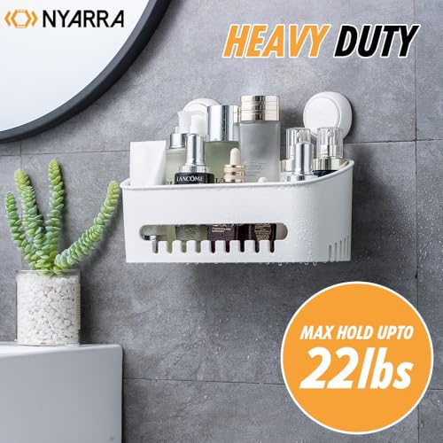 Nyarra Vacuum Suction Shower Caddy – No-Drill Wall Mount Shelf for Bathroom, Kitchen & Bedroom | Removable Storage Rack for Shampoo, Toiletries & More [NR-558] - Image 5
