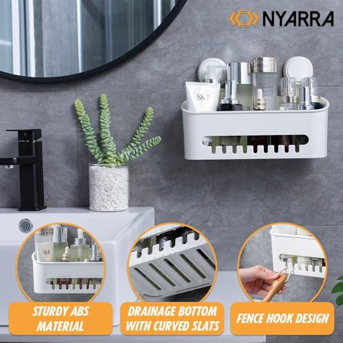Nyarra Vacuum Suction Shower Caddy – No-Drill Wall Mount Shelf for Bathroom, Kitchen & Bedroom | Removable Storage Rack for Shampoo, Toiletries & More [NR-558] - Image 4