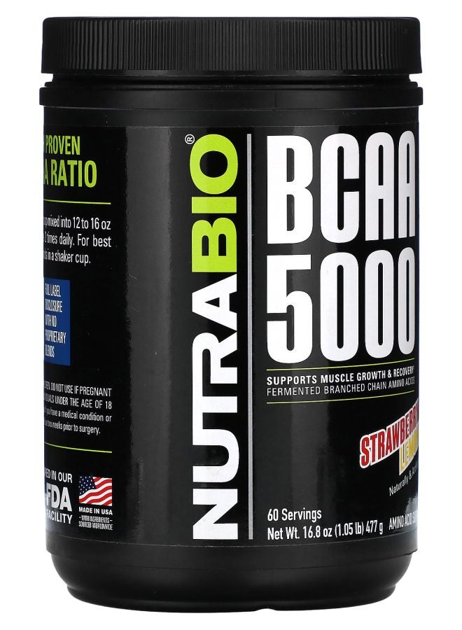 NutraBio BCAA 5000 Strawberry Lemon Bomb 1.05 lb (477 g) - Image 2