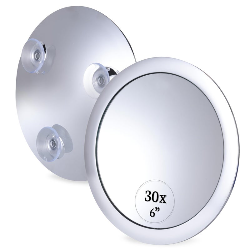 ميرورفانا مرآة مكياج مكبرة بقوة 30 مرة من ميرورفانا - يمكن لصقها على مرآة مستحضرات التجميل المحمولة للغاية أثناء السفر للحصول على مكياج وعناية دقيقة مقاس 15.24 سم (كروم) - Image 1