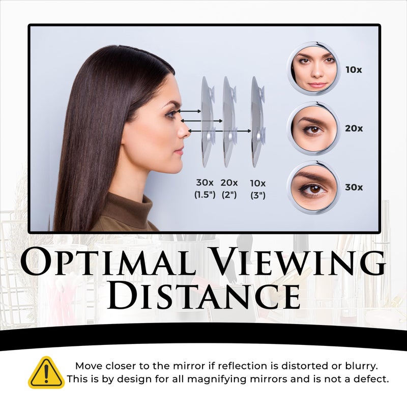 ميرورفانا مرآة مكياج مكبرة بقوة 30 مرة من ميرورفانا - يمكن لصقها على مرآة مستحضرات التجميل المحمولة للغاية أثناء السفر للحصول على مكياج وعناية دقيقة مقاس 15.24 سم (كروم) - Image 3