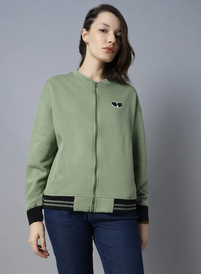 هاي ستار Women Green Sweatshirt