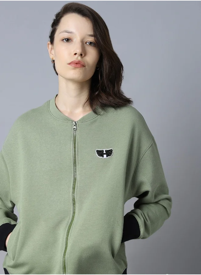 هاي ستار Women Green Sweatshirt