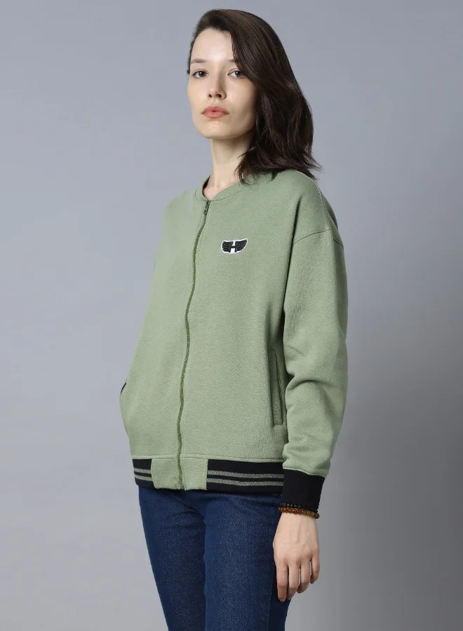 هاي ستار Women Green Sweatshirt