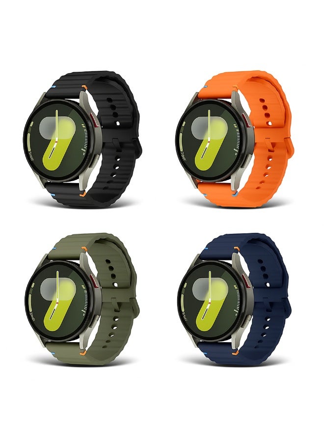 O Ozone Sport Band for Samsung Galaxy Watch 7 6 5 4 FE 40mm 44mm 45mm, 20mm Soft Silicone Replacement Strap for Men Women- Black/Green/Dark Blue/Orange - Image 1