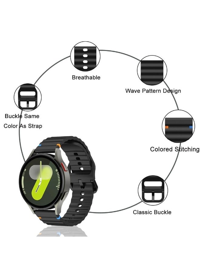 O Ozone Sport Band for Samsung Galaxy Watch 7 6 5 4 FE 40mm 44mm 45mm, 20mm Soft Silicone Replacement Strap for Men Women- Black/Green/Dark Blue/Orange - Image 2