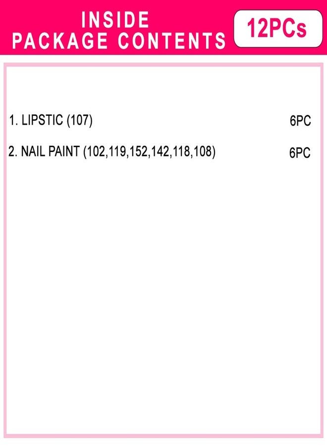 Adbeni Combo - COLOR DIVA LIpsticks & Nail Polishes set, Pack of 12, (GC1442) - Image 2