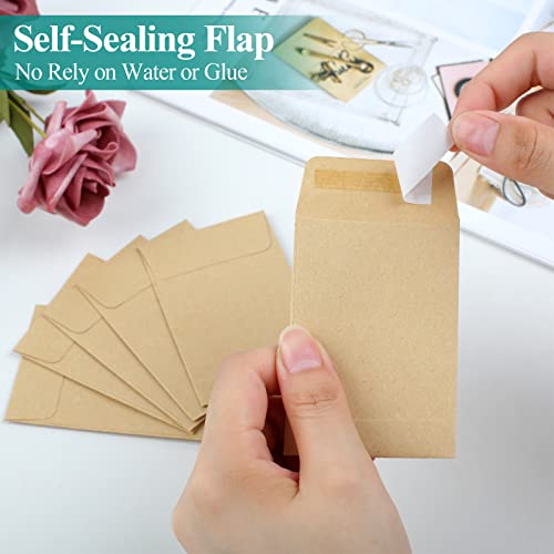 Joyberg 180 Pack Coin Envelopes 2.35"3.5", Brown Kraft Small Seed Packets, Full-Flap Seal Mini Envelopes for Office, Home, School - Image 4