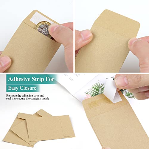 Joyberg 180 Pack Coin Envelopes 2.35"3.5", Brown Kraft Small Seed Packets, Full-Flap Seal Mini Envelopes for Office, Home, School - Image 5