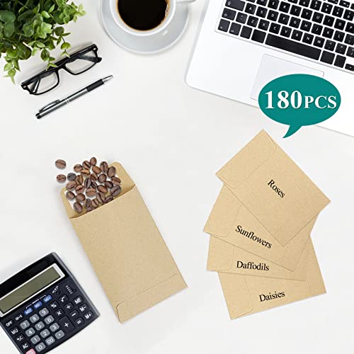 Joyberg 180 Pack Coin Envelopes 2.35"3.5", Brown Kraft Small Seed Packets, Full-Flap Seal Mini Envelopes for Office, Home, School - Image 3
