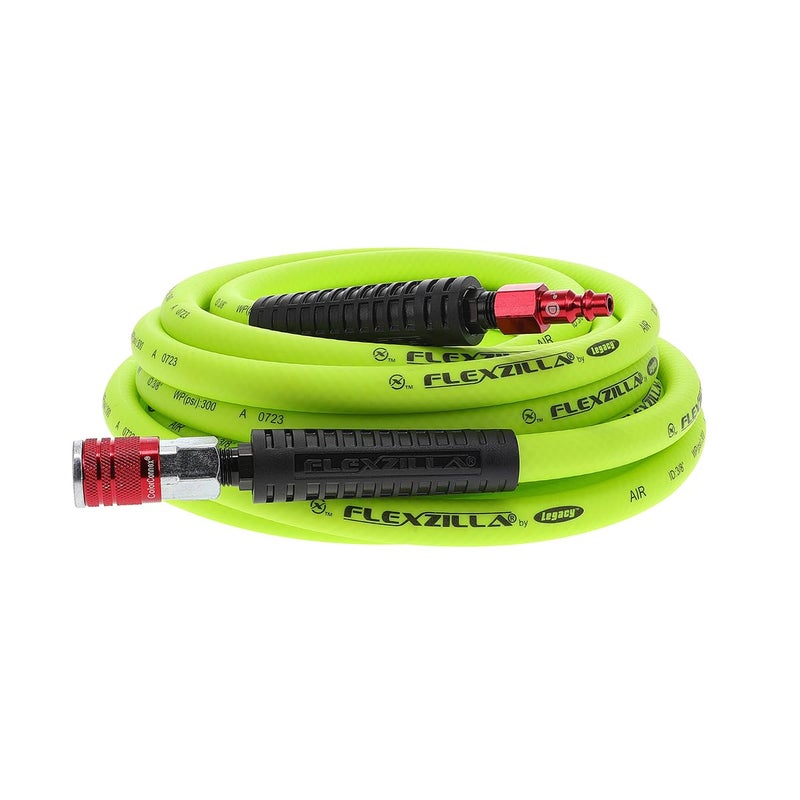 Flexzilla Air Hose with ColorConnex Industrial Type D Coupler and Plug, 3/8 in. x 25 ft., Heavy Duty, Lightweight, Hybrid, ZillaGreen - HFZ3825YW2-D - Image 5