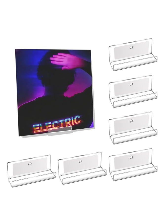 Kalami 6 Pack Vinyl Record Holder Wall Mount Self Adhesive, Acrylic Record Shelf Display Racks for LP Album Covers CD Book Pictures Frame - Image 1
