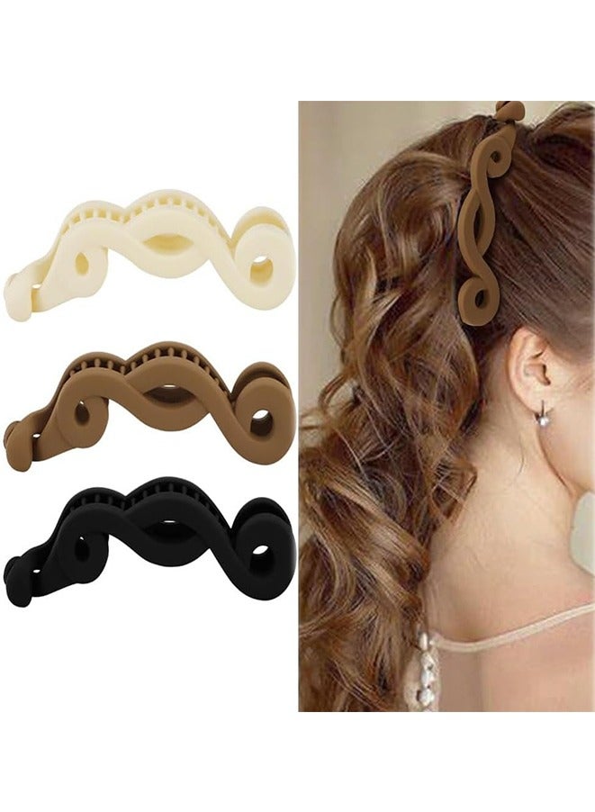 Generic 3PCS Mixed Curve Banana Clips Hair, Banana Hair Clips for Fine Thin Hair, Matte Strong Hold Ponytail Bun Holder,Barrettes Styling Accessories for Women Girls - Image 1