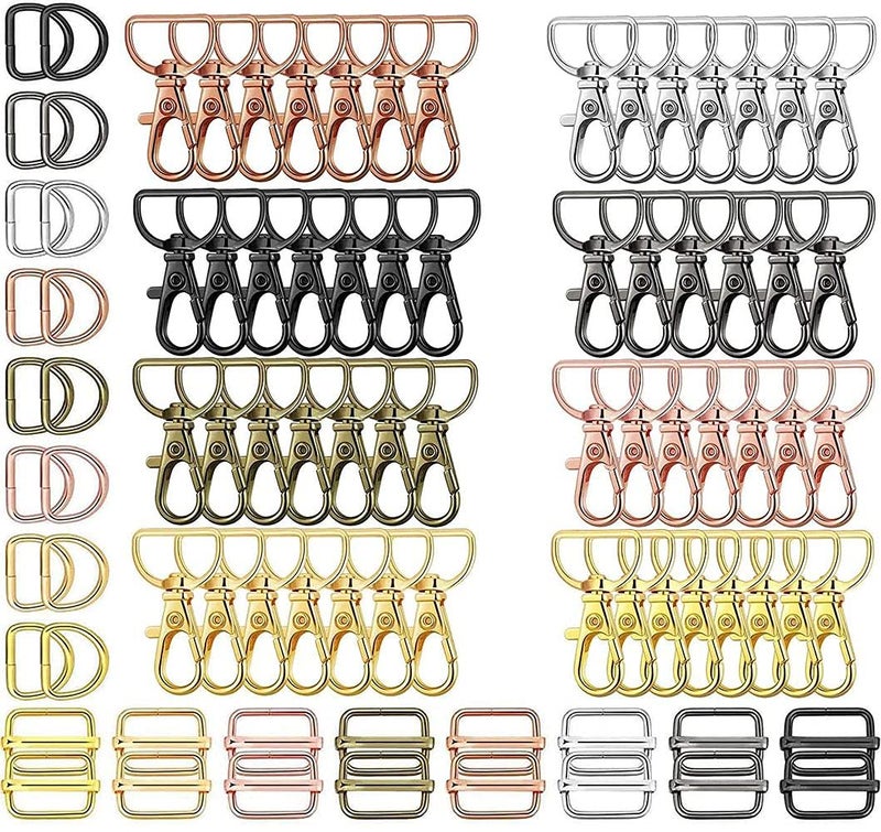 DIY Crafts DIY DIYC14267 Crafts Round Swivel Snap Hooks and Round Rings Metal Swivel Lanyard Snap Round Hook Slide Buckle for Bags Wallets and Luggage Supplies 2 Pcs Swivel Snap D Hooks Nickel Silver  - Image 1
