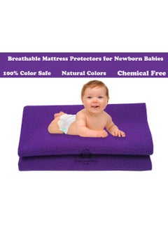 DREAMVIO DREAMVIO Cotton Extra Absorbent Waterproof Quick Dry Sheet for Baby Washable Mattress Bed Protector Sheet for Toddler Children Pack of 3 Large Size 100x140 cm Sky Blue Violet Red  - Image 3