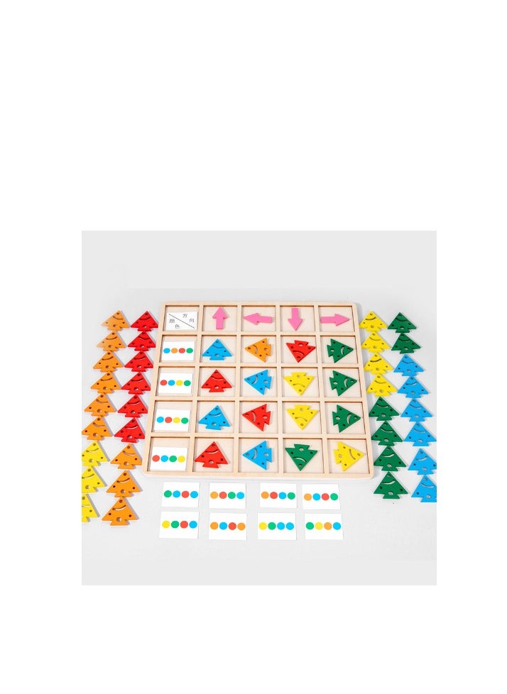 null - Cognitive Direction Educational Board Game, Directional Learning Puzzle Set for Children, Colourful Wooden Pieces - Image 1