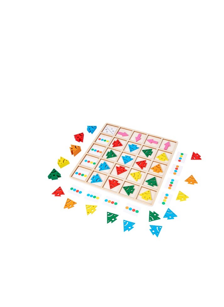 null - Cognitive Direction Educational Board Game, Directional Learning Puzzle Set for Children, Colourful Wooden Pieces - Image 1