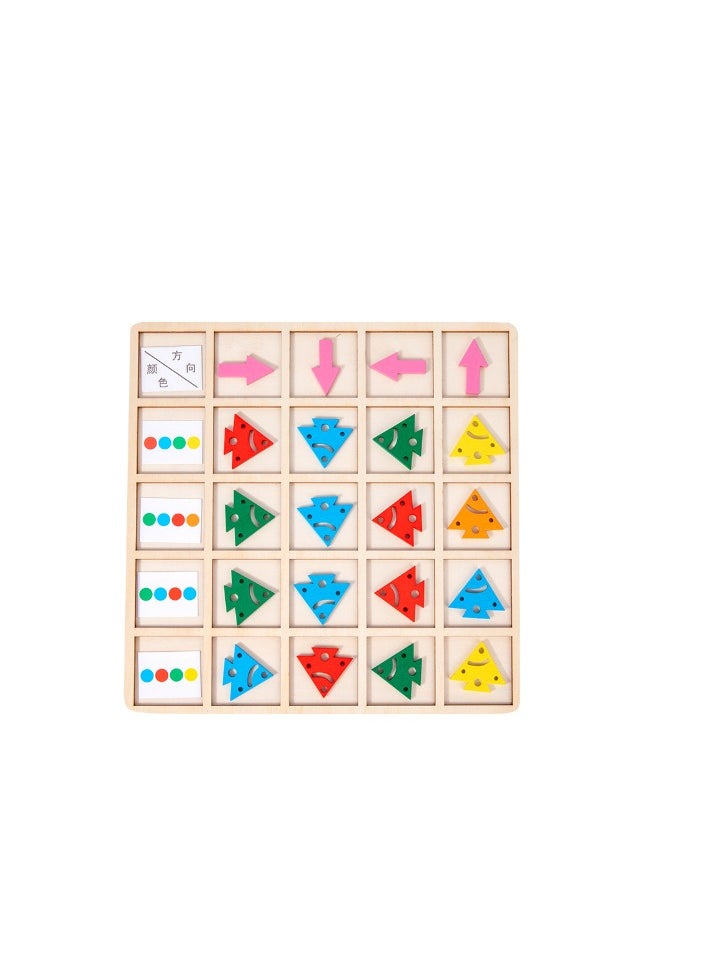 null - Cognitive Direction Educational Board Game, Directional Learning Puzzle Set for Children, Colourful Wooden Pieces - Image 1