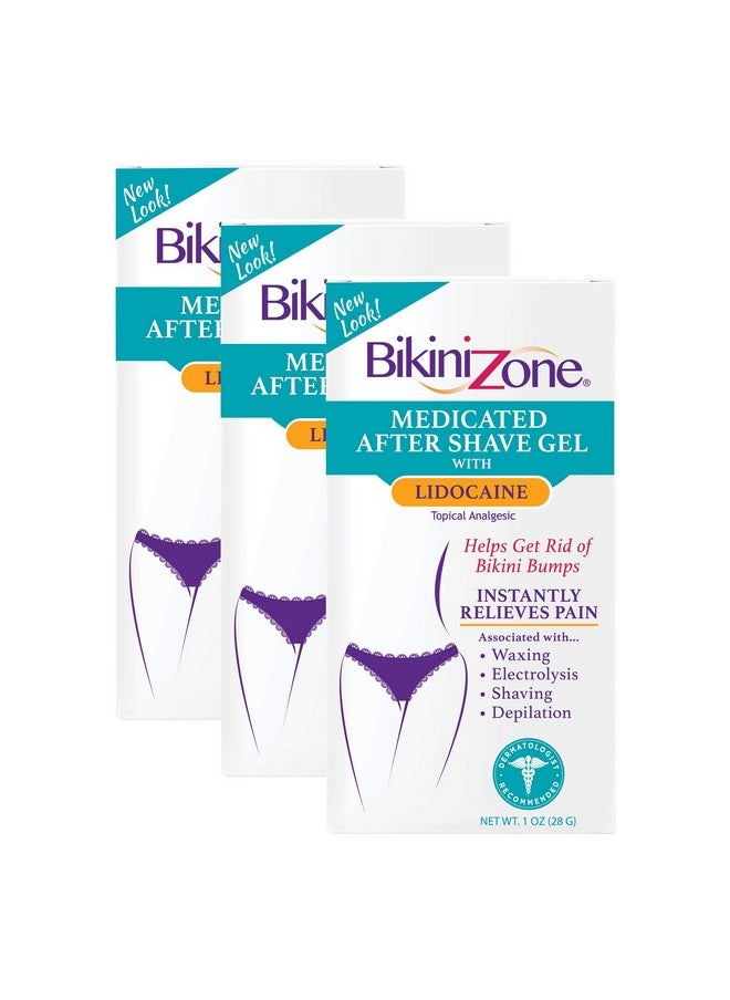 Bikini Zone Ikini Zone Medicated After Shave Gel Instantly Stop Shaving Bumps Irritation & Itchiness Gentle Formula Cream For Sensitive Areas Dermatologist Approved & Stainfree (1 Oz Pack Of 3)  - Image 1