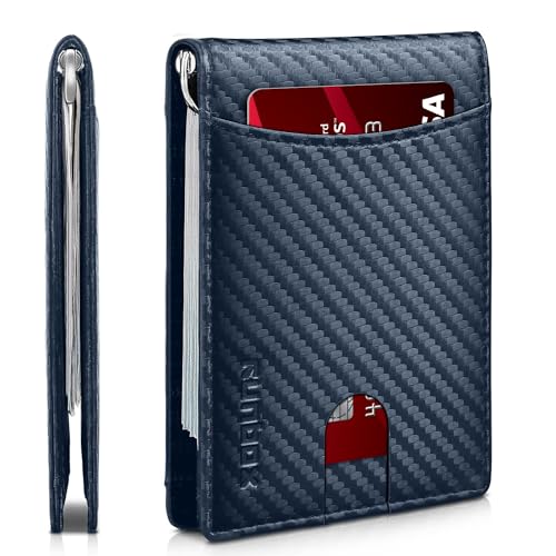 RUNBOX Slim Wallet for Men Genuine Leather RFID Blocking Bifold Minimalist Front Pocket Mens Wallet with Money Clip Thin Gift Box - Image 1