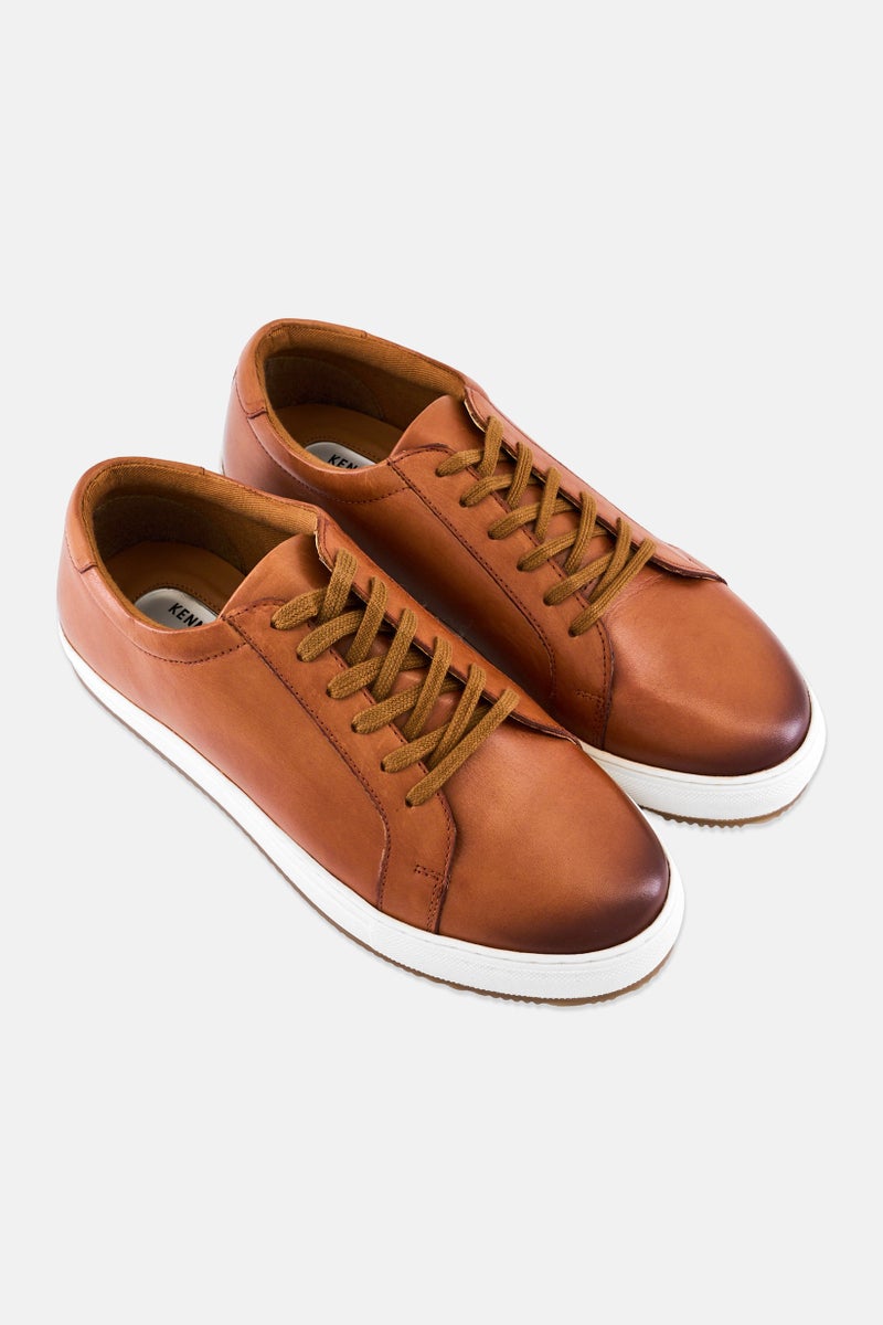Kenneth Cole Men Lace Up Leather Casual Shoes, Tan - Image 2