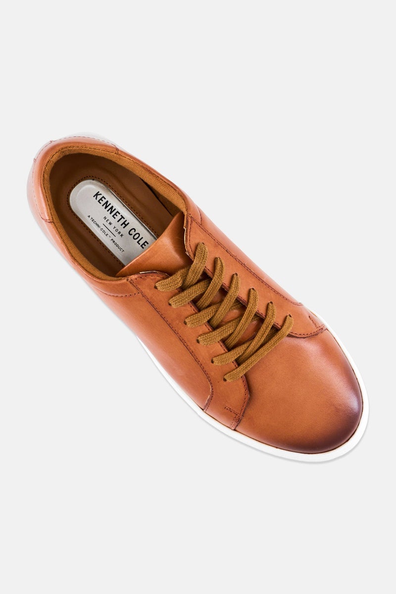 Kenneth Cole Men Lace Up Leather Casual Shoes, Tan - Image 4