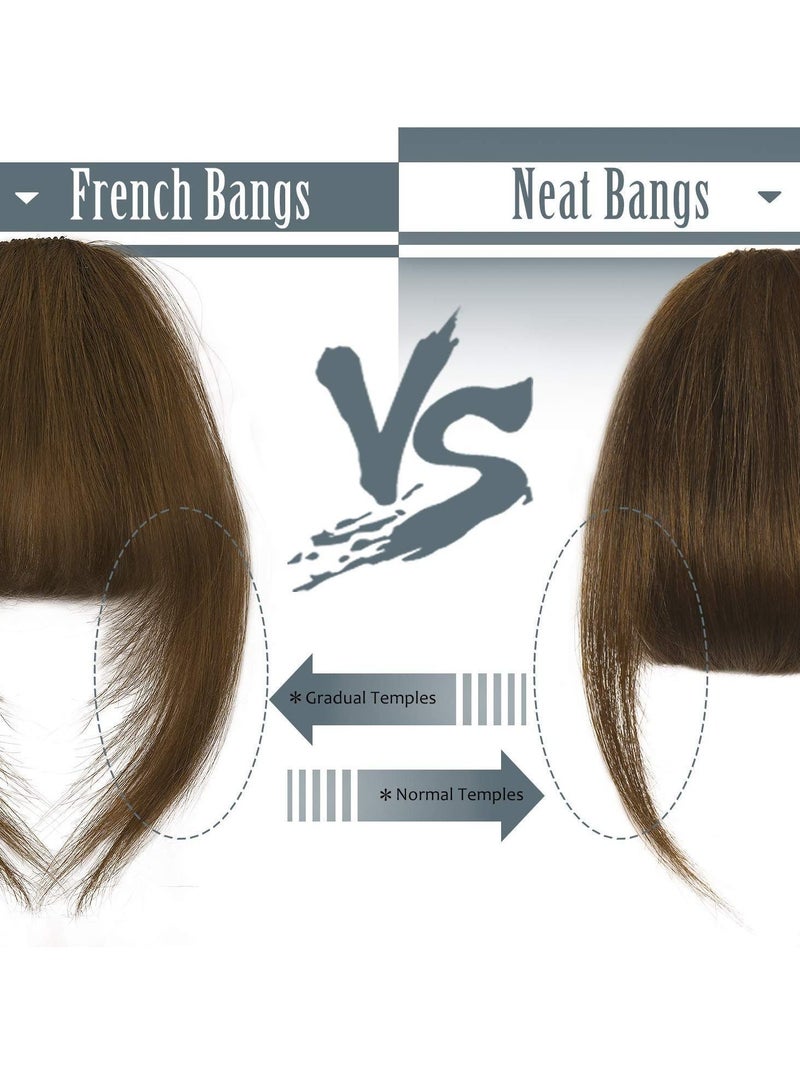 NIBEMINENT Clip in Bangs, Human Hair Bangs Extensions French Neat with Temples on Fringe Real for Women Natural Color Washable Dyeable - Image 3