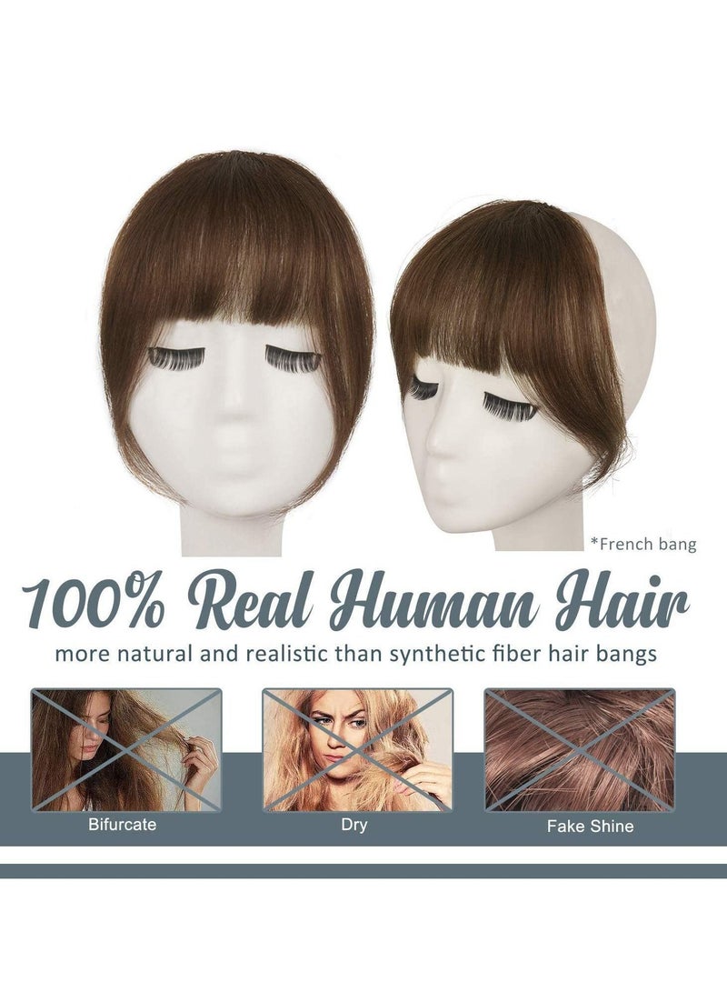NIBEMINENT Clip in Bangs, Human Hair Bangs Extensions French Neat with Temples on Fringe Real for Women Natural Color Washable Dyeable - Image 2