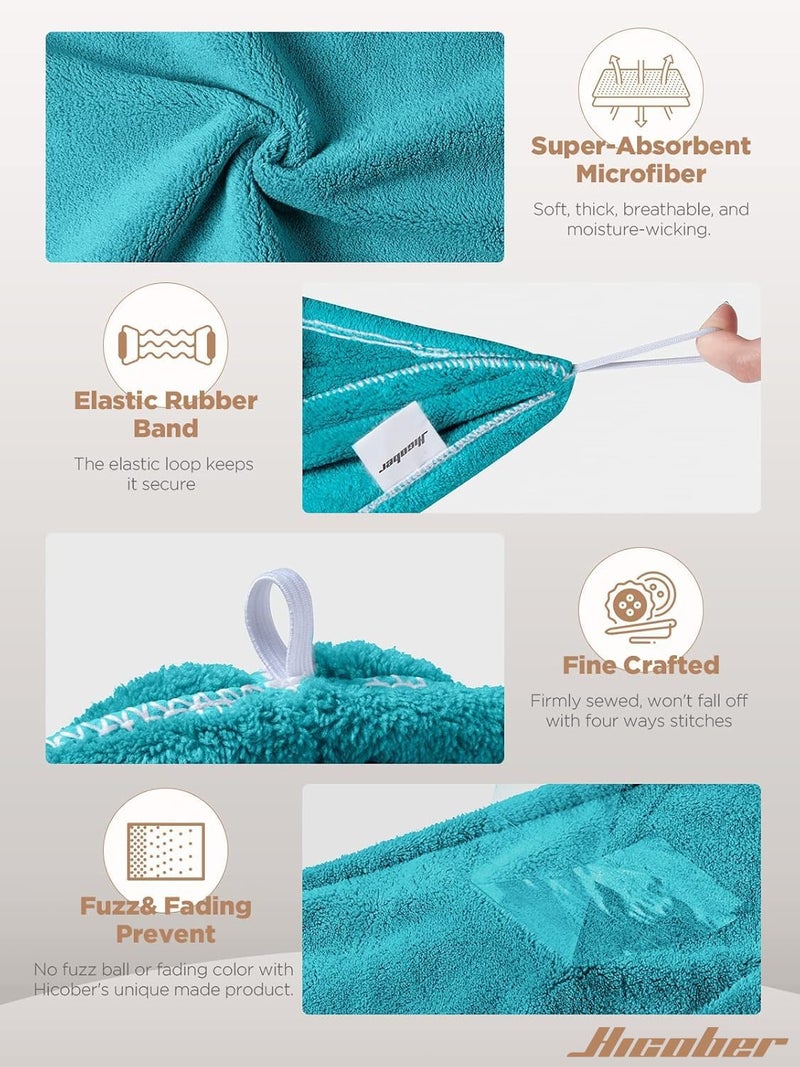 Hicober Microfiber Hair Towel, Hair Towel Wrap Turbans for Women,Hair Drying Towel Wrap Hair Accessories for Women Girls-Plum,Navy,Aqua Green,3Packs, 25.59 * 9.84 * 0.59inch - Image 3