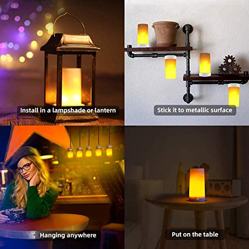 CFGROW LED Flame Effect Light, USB Rechargeable Outdoor Flame Table Lamp Waterproof Dimmable 4 Modes Lantern with Gravity Sensing Effect IR Wireless Remote&Timer, For Halloween Room Party Bar Decor - Image 5