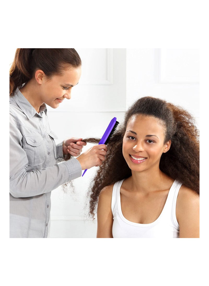 KHAJUL - 3-Piece Slick Back Hair Brush Set Bristle Hair Brush Edge Control Brush Teasing Comb Rat Tail Comb for Women Baby Kids' Hair (Purple) - Image 1