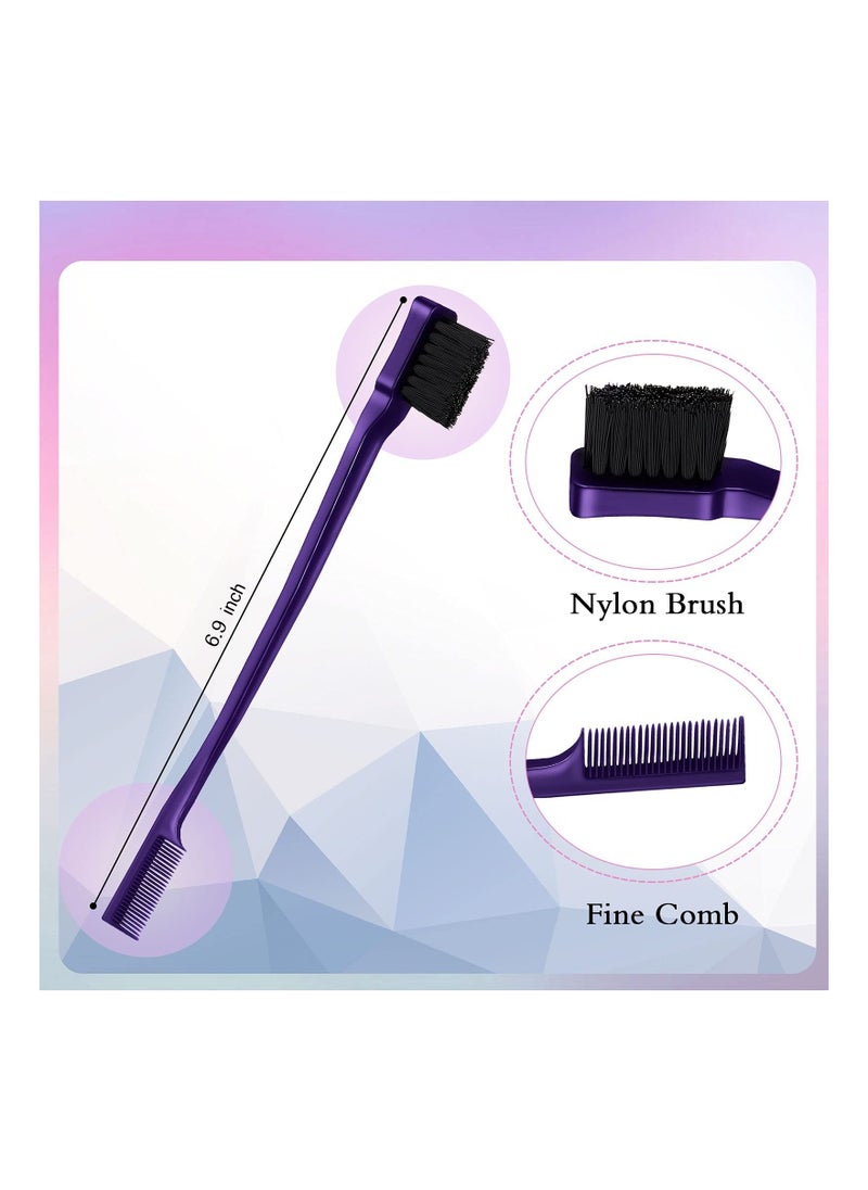 KHAJUL - 3-Piece Slick Back Hair Brush Set Bristle Hair Brush Edge Control Brush Teasing Comb Rat Tail Comb for Women Baby Kids' Hair (Purple) - Image 1