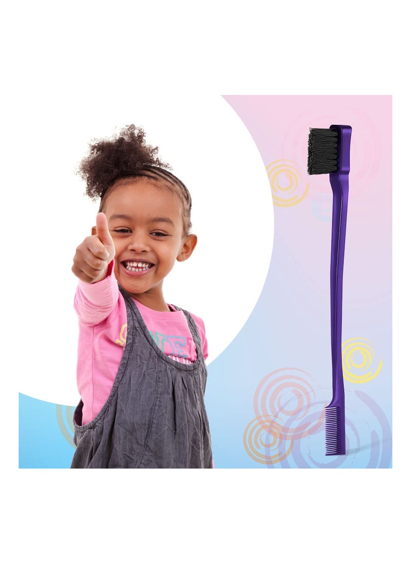 KHAJUL - 3-Piece Slick Back Hair Brush Set Bristle Hair Brush Edge Control Brush Teasing Comb Rat Tail Comb for Women Baby Kids' Hair (Purple) - Image 1
