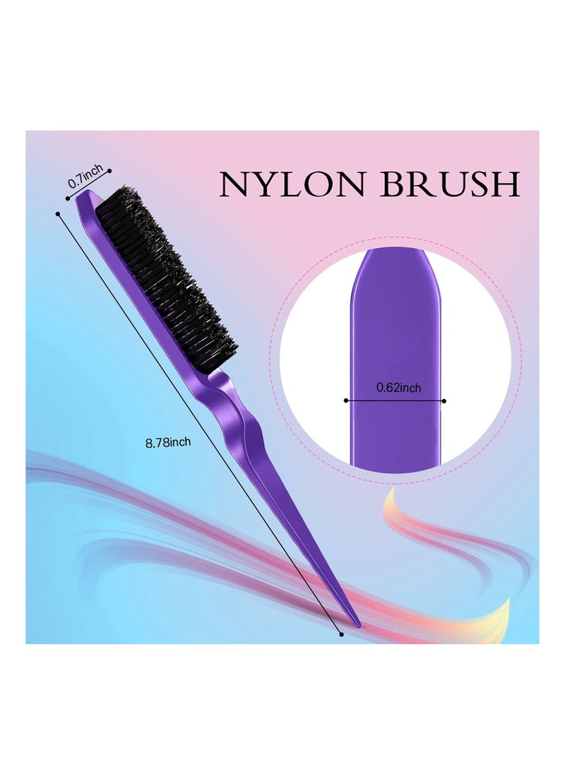 KHAJUL - 3-Piece Slick Back Hair Brush Set Bristle Hair Brush Edge Control Brush Teasing Comb Rat Tail Comb for Women Baby Kids' Hair (Purple) - Image 1