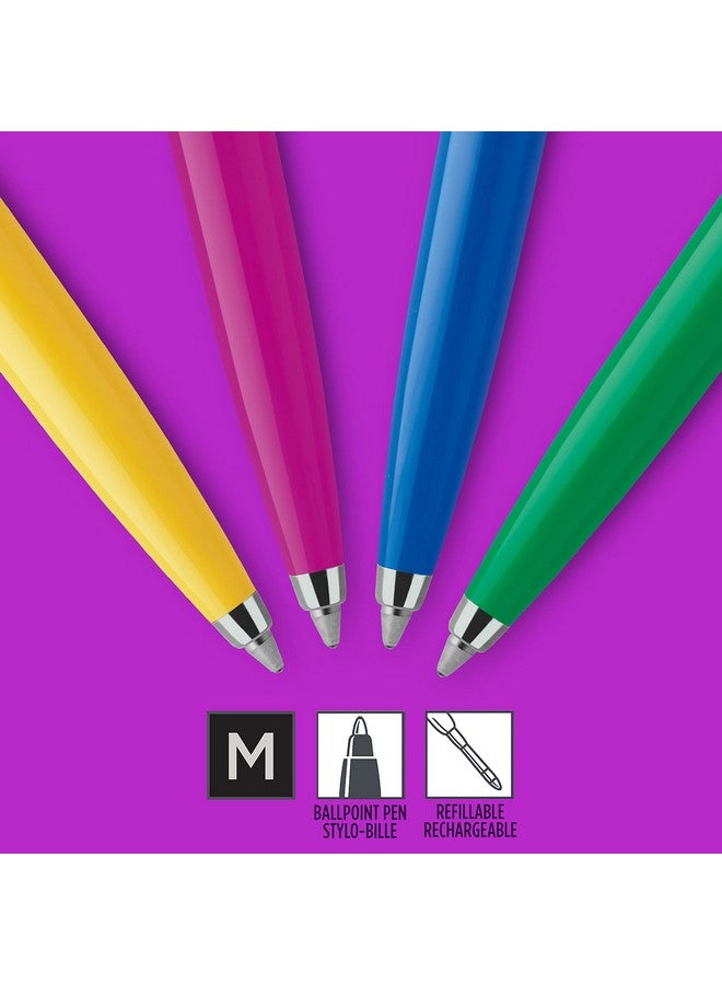 Parker Jotter Originals Ballpoint Pen Collection | Assorted Retro Finishes | Medium Point | Black Ink | 4 Count - Image 2