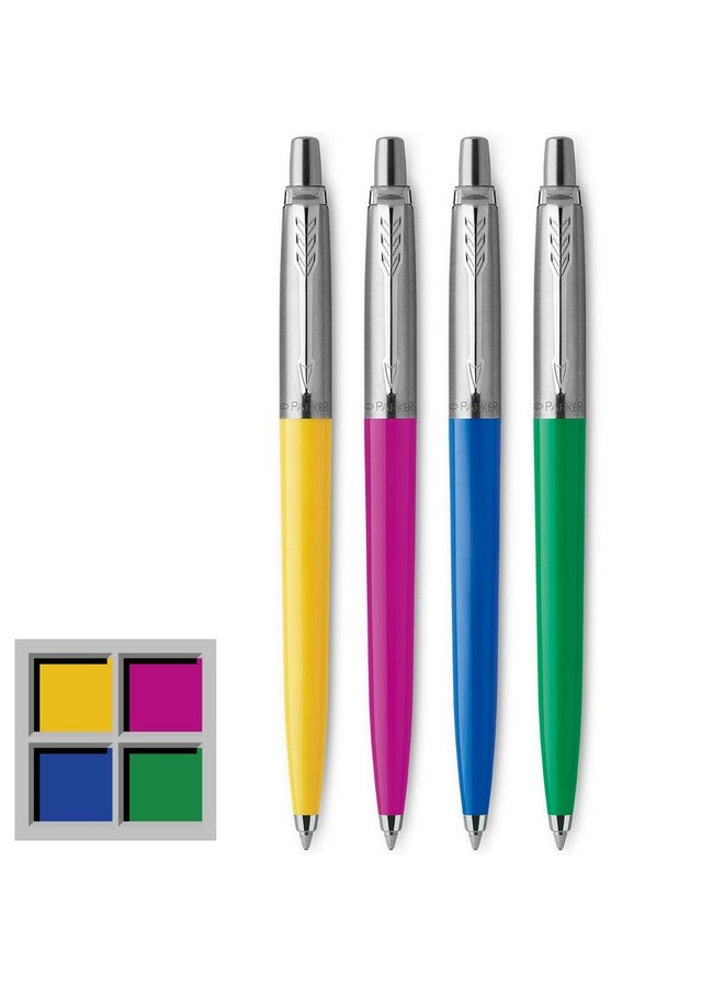 Parker Jotter Originals Ballpoint Pen Collection | Assorted Retro Finishes | Medium Point | Black Ink | 4 Count - Image 1