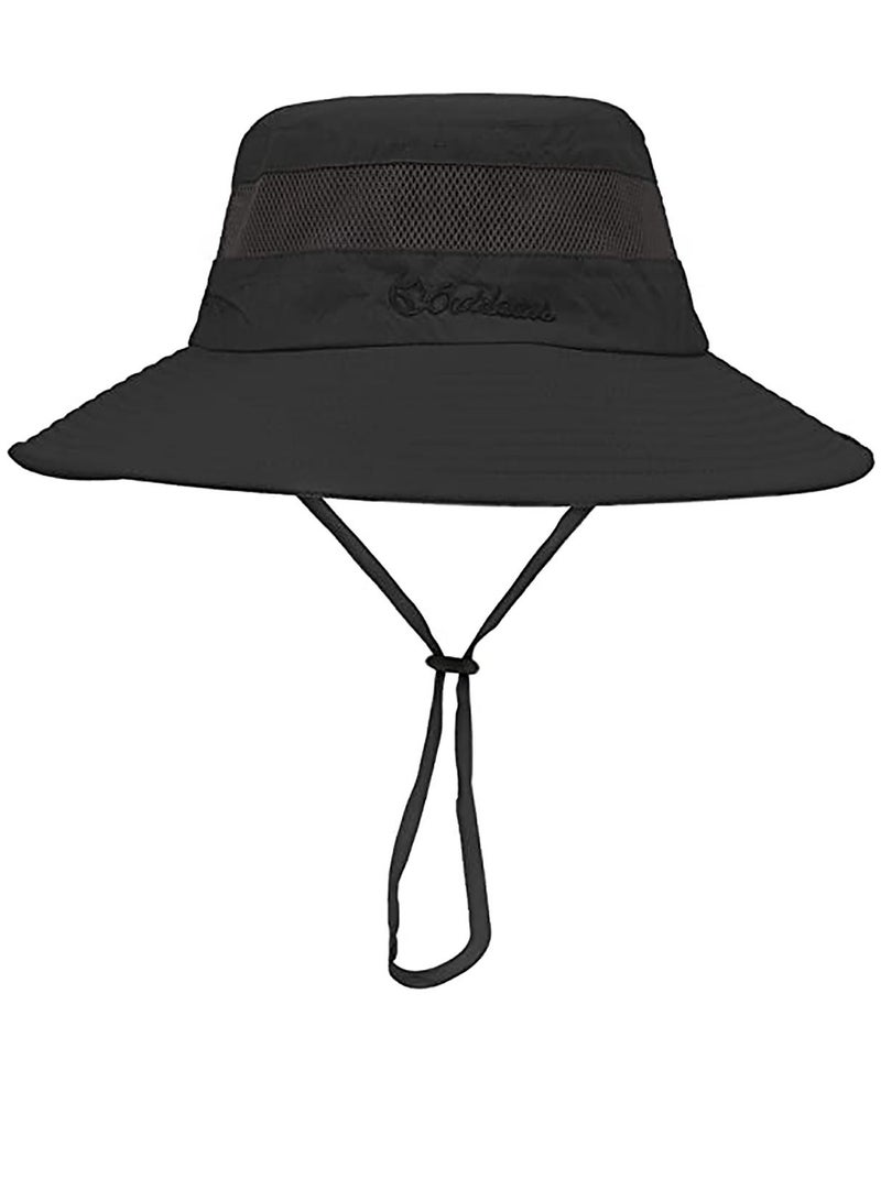 KASTWAVE Fishing Hats for Men Women Wide Brim Mens Summer Sun Hats Bucket Cap Outdoor Black 1 Top - Image 1