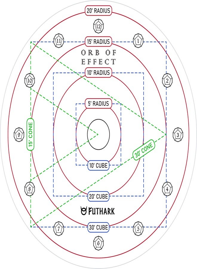 Futhark DND AOE Spell Template: Cast with Precision with Spell Effect Marker Accessory for Dungeons & Dragons and All Tabletop RPGs - Image 1