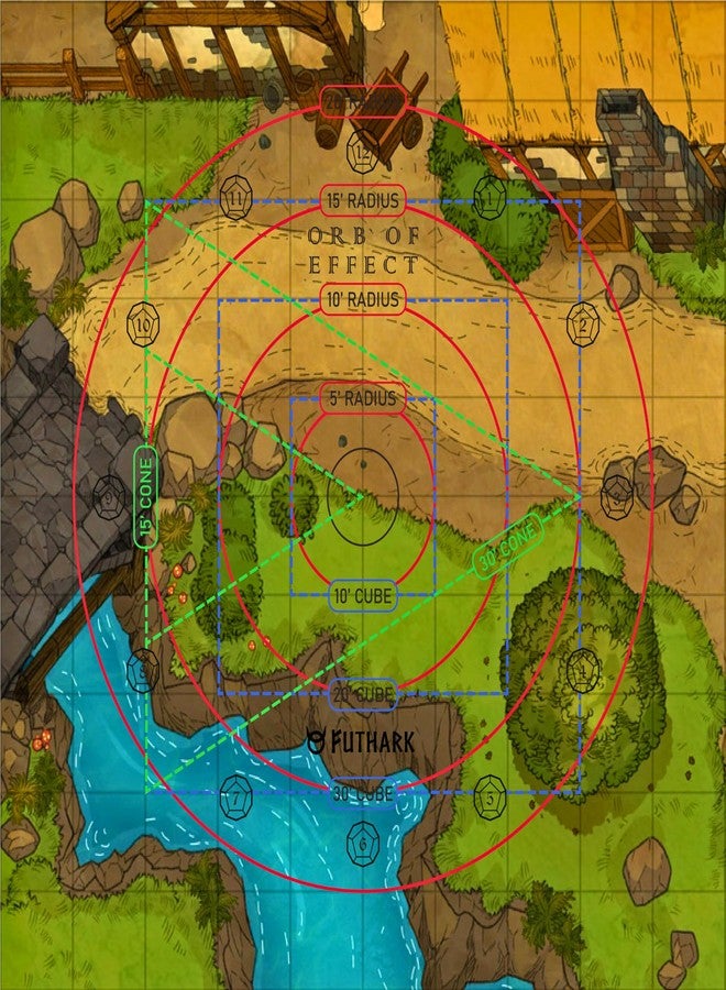 Futhark DND AOE Spell Template: Cast with Precision with Spell Effect Marker Accessory for Dungeons & Dragons and All Tabletop RPGs - Image 3