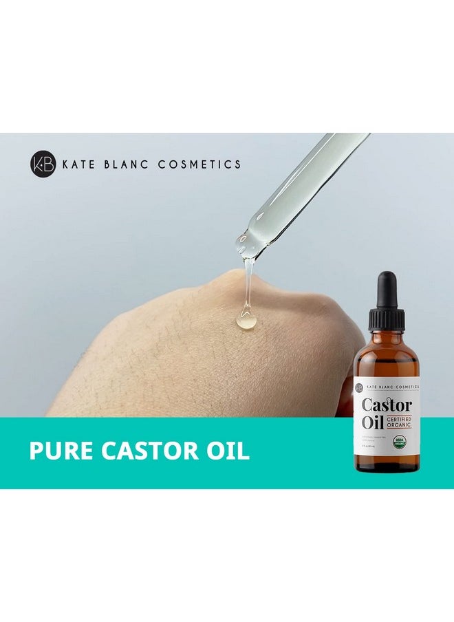 Kate Blanc Cosmetics - Kate Blanc Cosmetics Castor Oil Organic (2oz), 100% Pure, Cold Pressed, Hexane Free. Stimulate Growth for Hair, Eyelashes, Eyebrows. Hair Treatment Starter Kit & Skin Moisturizer - Image 1