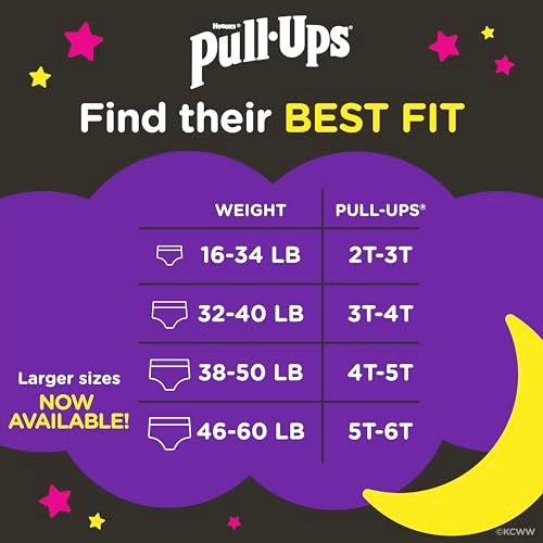 Pull-Ups Girls' Night-Time Potty Training Pants, Size 4T-5T Overnight Training Underwear (38-50 lbs), 92 Ct - Image 3