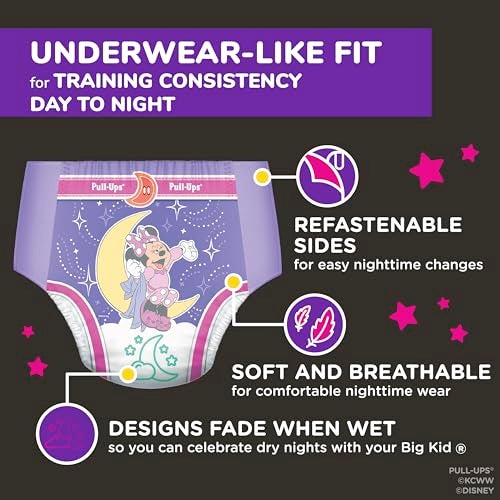 Pull-Ups Girls' Night-Time Potty Training Pants, Size 4T-5T Overnight Training Underwear (38-50 lbs), 92 Ct - Image 5