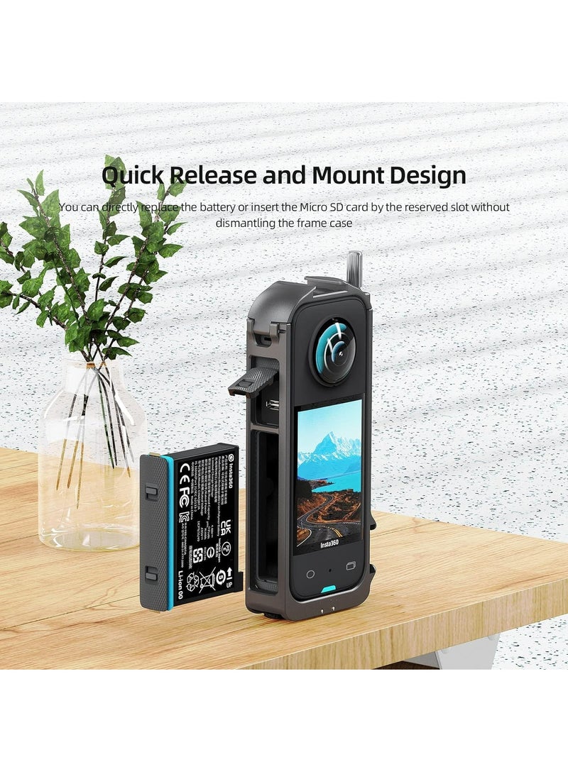 Bukela Aluminium Protective Frame and Silicone Lens Guards Cap for Insta360 X3,Metal Durable Housing Cage with Cold Shoe Mount,Bundle Include Metal Cage and Lens Protector  - Image 4