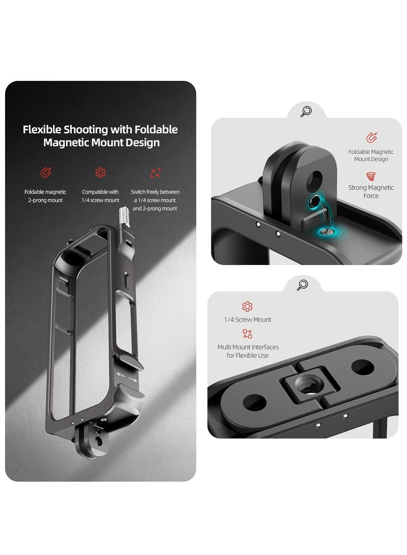 Bukela Aluminium Protective Frame and Silicone Lens Guards Cap for Insta360 X3,Metal Durable Housing Cage with Cold Shoe Mount,Bundle Include Metal Cage and Lens Protector  - Image 3