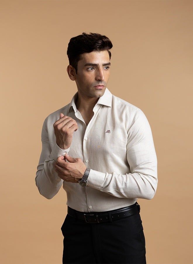 Mannerism The Desert Sand Beige Easy Care Linen Shirt with Warm Neutral Feel - Image 2