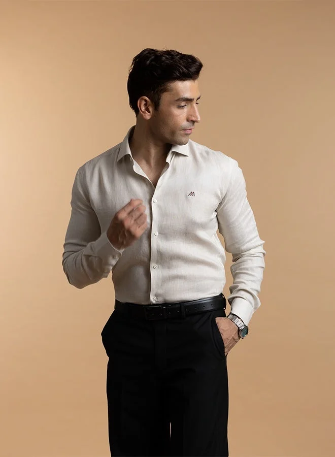 Mannerism The Desert Sand Beige Easy Care Linen Shirt with Warm Neutral Feel