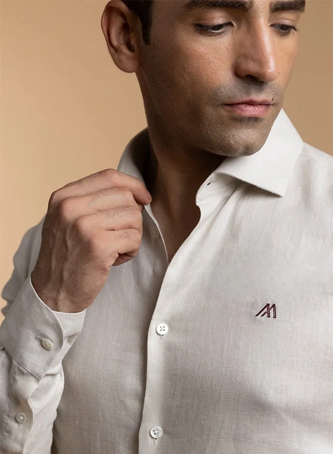 MANNERISM  The Desert Sand Beige Easy Care Linen Shirt with Warm Neutral Feel for Men | Best Price UAE